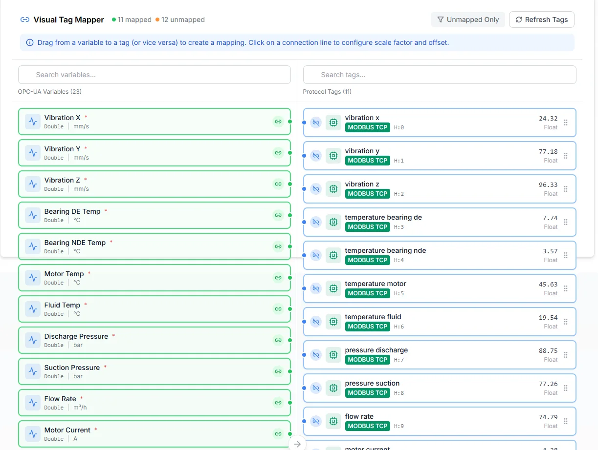 TwinEdge OS visual tag mapper screenshot